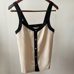 Xxis Cream Tank Top with Black Buttons And Thick Black Leather Lining- Size S/P